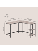 VASAGLE Eckschreibtisch Barnet in Greige-Schwarz - (B)140 x (H)76 x (T)140 cm