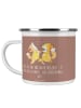 Mr. & Mrs. Panda Camping Emaille Tasse 15. Hochzeitstag Gläserne... in Braun Pastell