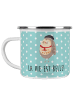 Mr. & Mrs. Panda Emaille Tasse Eule Frankreich mit Spruch in Türkis Pastell
