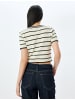 KOTON BLUSE SS in Ecru Gestreift