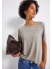 Street One Silk-Look Shirt mit Wording in Beige