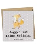 Mr. & Mrs. Panda Glückwunschkarte Fuchs Joggen mit Spruch in Grau Pastell