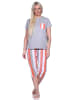 NORMANN Pyjama Schlafanzug T-Shirt Capri Hose und Design - 79887 in grau