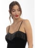 faina Damen Minikleid Mit Perlenketten in Schwarz