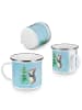 Mr. & Mrs. Panda Camping Emaille Tasse Pinguin Weihnachtsbaum oh... in Eisblau