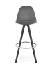 KADIMA DESIGN Mittelhoher Hocker aus Holz mit Samtbezug | Industrie Stil in Grau-Schwarz