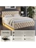 tectake Komfortbett mit LED-Leisten & Stauraum - Samtoptik mit Steppmuster