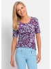 GOLDNER Jersey-Shirt mit Animal Print in hellblau / pink / gemustert