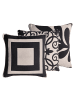 Beliani 3er-Set Dekokissen MADHUCA in Beige/Schwarz