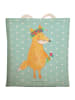Mr. & Mrs. Panda Shopper Bag Fuchs Blumen ohne Spruch in Türkis Pastell