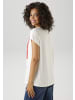 Aniston CASUAL Shirtbluse in wollweiß-orange-rot-pink-rosa-blau-jeansblau