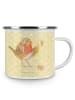 Mr. & Mrs. Panda Emaille Tasse Rotkehlchen Federn ohne Spruch in Gelb Pastell