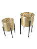 Mauro Ferretti Set mit 2 gold-schwarzen Metall-Pflanztöpfen, Ø 21x38-19x28 cm