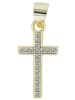 Adeliás Damen Anhänger – Kreuz Kreuzanhänger aus 925 Silber mit Zirkonia in gold