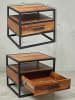 KADIMA DESIGN Massiver Sheesham-Holz Nachttisch: Stilvolle Industrie-Optik, Stauraum