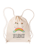 Mr. & Mrs. Panda Sportbeutel Einhorn Regenbogen mit Spruch in Creme