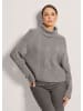 MADELEINE Modischer Stehkragenpullover mit Zopf in silbergrau / wollweiß / melange