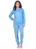 NORMANN Schlafanzug Pyjama Bündchen langarm Sterne Optik - 88742 in blau