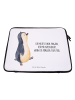 Mr. & Mrs. Panda Notebook Tasche Pinguin marschieren mit Spruch in Weiß