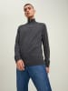 Jack & Jones Dünner Strickpullover Half Zip Stehkragen Sweater JJEEMIL in Dunkelgrau