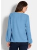 GOLDNER Kurzgröße:  Jerseybluse Elegante Rundhals-Bluse mit Zierblende in blau