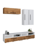 VCM  Schrankwand Wohnzimmer Anbauwand Wohnwand Arila XL in Weiß / Honig-Eiche
