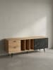 KADIMA DESIGN Lowboard Eiche-Dekor Marmor-Look Schwarz 150x55x40 in Braun-Schwarz-Marmoroptik