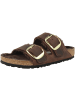 Birkenstock Sandale Arizona Big Buckle Lammfell geöltes Nubukleder normal in dunkelbraun