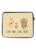 Mr. & Mrs. Panda Laptop Tasche Waldtiere Aloha mit Spruch in Gelb Pastell