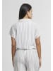 Urban Classics Urban Classics Ladies Structured Striped Tied Blouse in offwhite/black