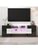 ABRIHOME Weiß-Schwarzer LED-TV-Schrank – Hochglanz mit eleganter Glasfront