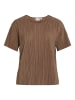 Vila VILA Damen Satin Blusen T-Shirt Halbarm Basic Top VIPLISA in Braun