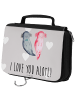 Mr. & Mrs. Panda Make-Up Tasche Axolotl Liebe mit Spruch in Grau Pastell