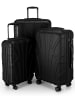suitline 3er Kofferset Rollkoffer Hartschalen-Koffer Reisetrolleys TSA in Schwarz