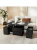 COSTWAY Couchtisch Höhenverstellbar mit 4 Hockern in Schwarz
