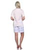 NORMANN kurzarm Schlafanzug Shorty karierter Hose Jersey - 79037 in rosa