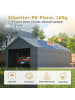 ABRIHOME Carport in Grau 4x7,6 m verzinkter Stahl UV beständig mit Rollup Fenstern