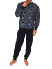 NORMANN Schlafanzug langarm Bündchen - 88798 in navy
