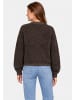 Sublevel Strickjacke Knopfleiste Rundhalsausschnitt in Dunkelbraun