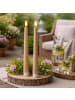 MARELIDA 2x LED Stabkerzen Outdoor Tafelkerzen Timer H: 25,5cm creme