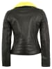 JILANI Bikerlederjacke Lammnappa in Schwarz-Gelb
