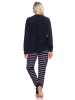 NORMANN Frottee langarm Schlafanzug Bündchen Pyjama - 82636 in marine