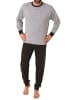 NORMANN Schlafanzug langarm Bündchen - 66078 in grau
