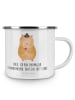 Mr. & Mrs. Panda Camping Emaille Tasse Hamster Hut mit Spruch in Weiß