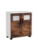 VCM  Holz Badschrank Badunterschrank Waschbecken Nilari in Weiß / Vintage-Eiche