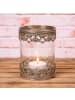 AltoBelli Teelichthalter AMALFI Glas mit Metall Verzierungen 8x12 cm