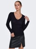 JACQUELINE de YONG Strickpullover Slim Fit V-Ausschnitt Langarm Basic in Schwarz-2