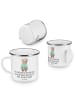 Mr. & Mrs. Panda Emailletasse Bester Trainer mit Spruch in Weiß