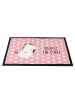 Mr. & Mrs. Panda Schmutzmatte Einhorn Sänger mit Spruch in Rot Pastell