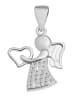 Adeliás Damen Anhänger – Engel Herzanhänger aus 925 Silber mit Zirkonia in silber